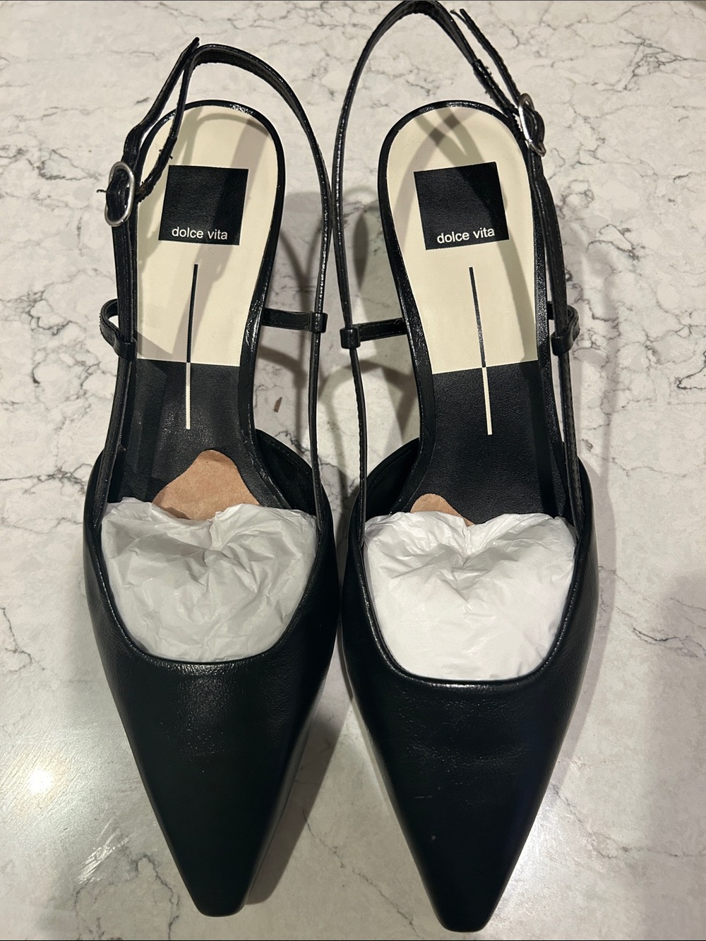 Dolce Vita Black Pointed Slingback Mules